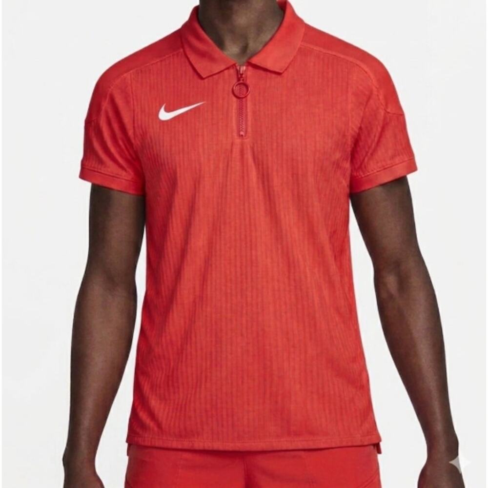 Mens Size Large Nike Tennis Polo Shirt Court Dri-FIT ADV Textured Red HQ0792-687